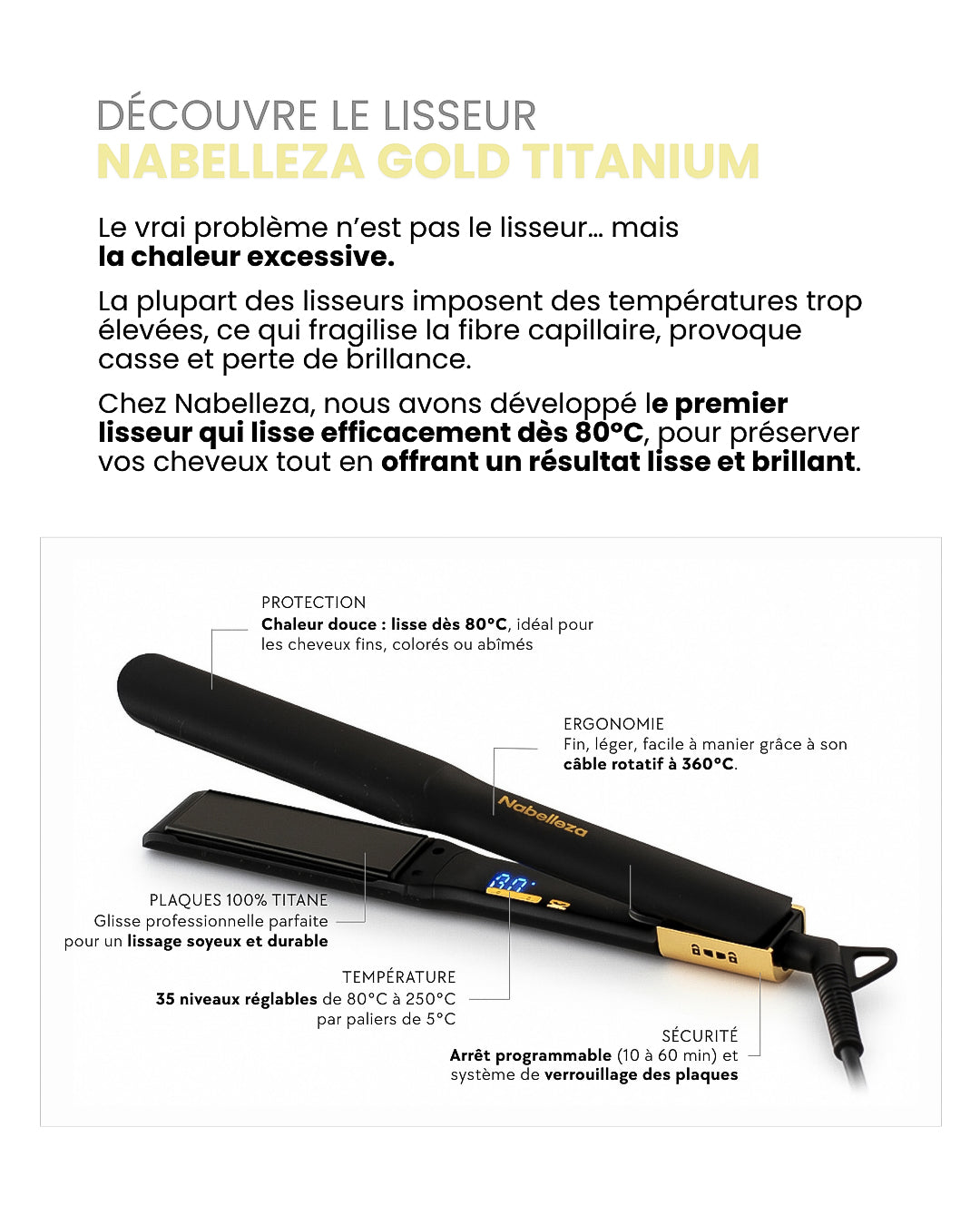 Lisseur Nabelleza Gold Titanium