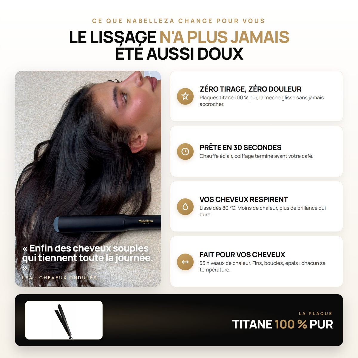 Lisseur Nabelleza Gold Titanium
